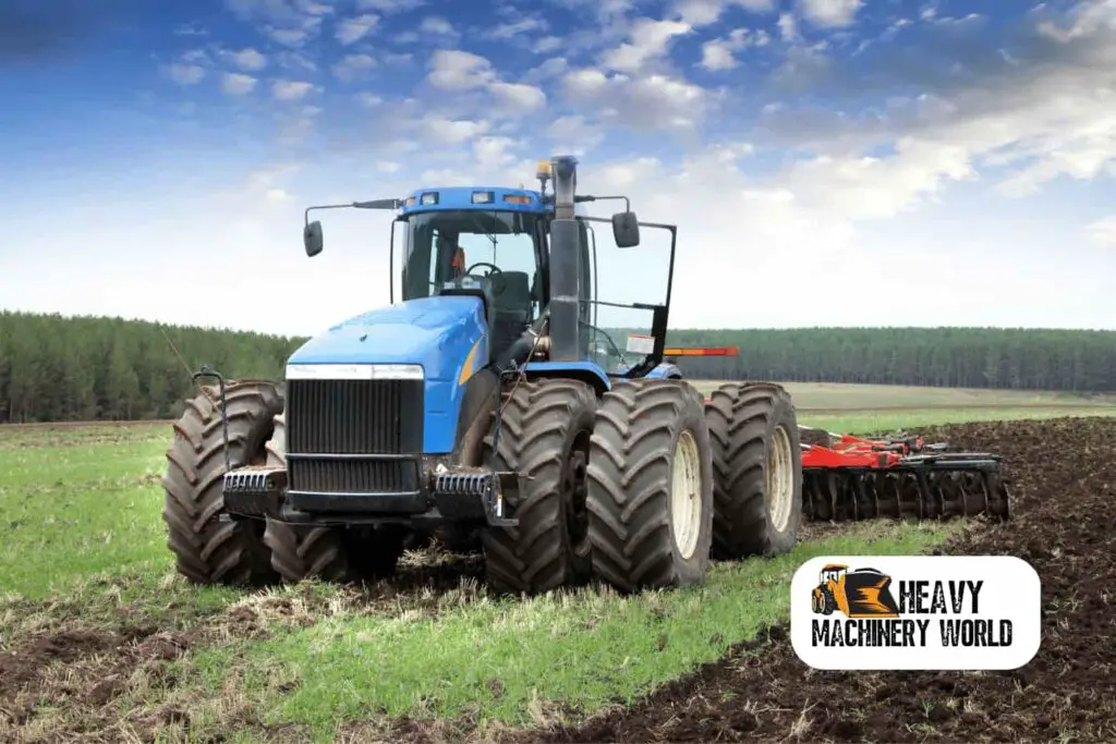 Tractor plowing the field for farming