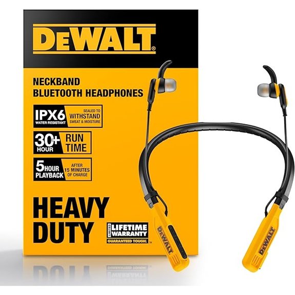 DEWALT Heavy Duty Bluetooth Neckband Headphones with Mic