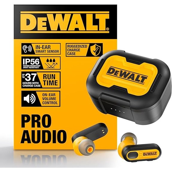 DEWALT Heavy Duty Wireless Earbuds with Charging Case